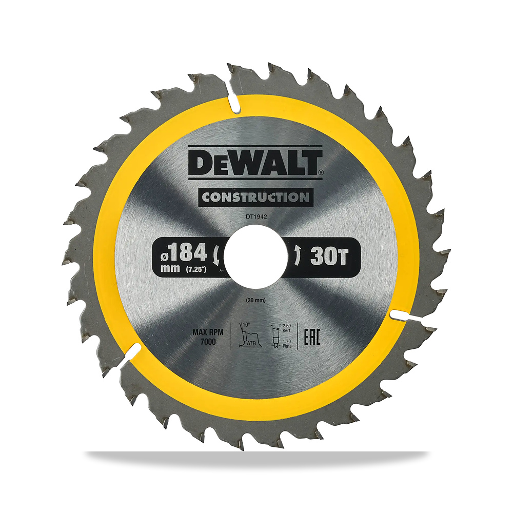 صورة منتج منشار دائري كهربائي شفرة وسلاح قطع منشار قطع 184 مم 30 مم ديوالت (DeWalt) – نوع الخامة Carbide – الطول 24.0-cm - كود الصنف reemco-2027-1151098 - ماركة يباع من خلال reemco - توريد وتصوير حصري لشركة ريمكو القابضة السعودية