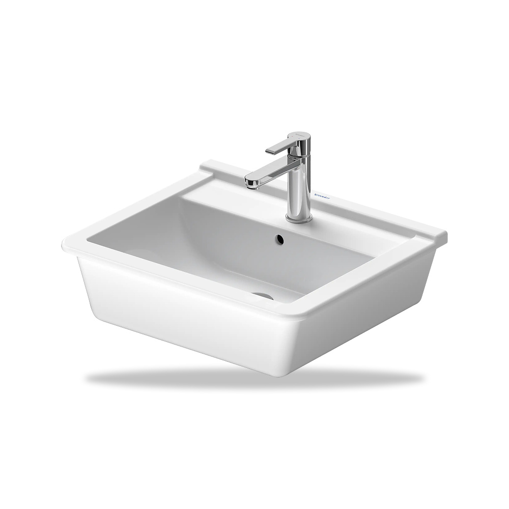 صورة منتج حوض مغسلة خزفي للحمام ديورافيت (Duravit) سلسلة Starck 3 موديل 0302560000 – مقاس 465 مم × 560 مم × 490 مم - كود الصنف reemco-2027-1153187 - ماركة يباع من خلال reemco - توريد وتصوير حصري لشركة ريمكو القابضة السعودية