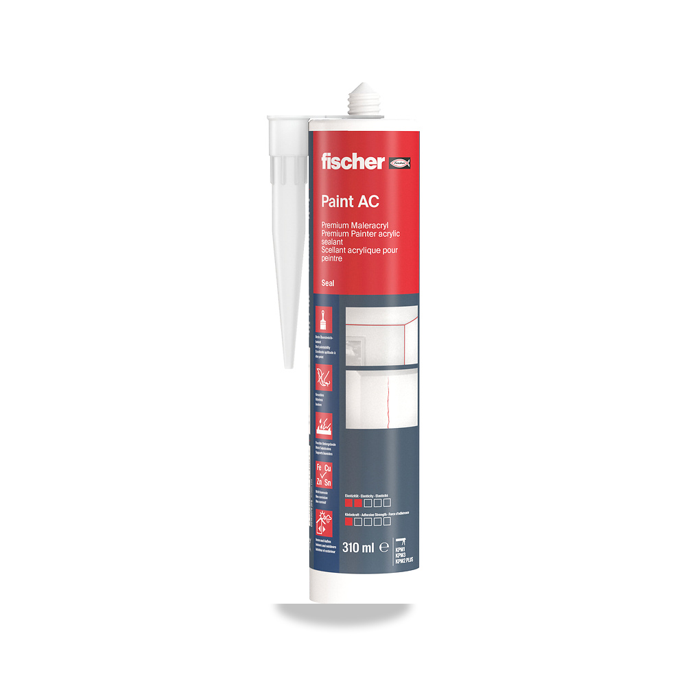 صورة منتج سيليكون ومواد منع التسرب الإنشائية فيشر (fischer) موديل Premium Painter acrylic sealant Paint AC - كود الصنف reemco-2027-1155040 - ماركة يباع من خلال reemco - توريد وتصوير حصري لشركة ريمكو القابضة السعودية