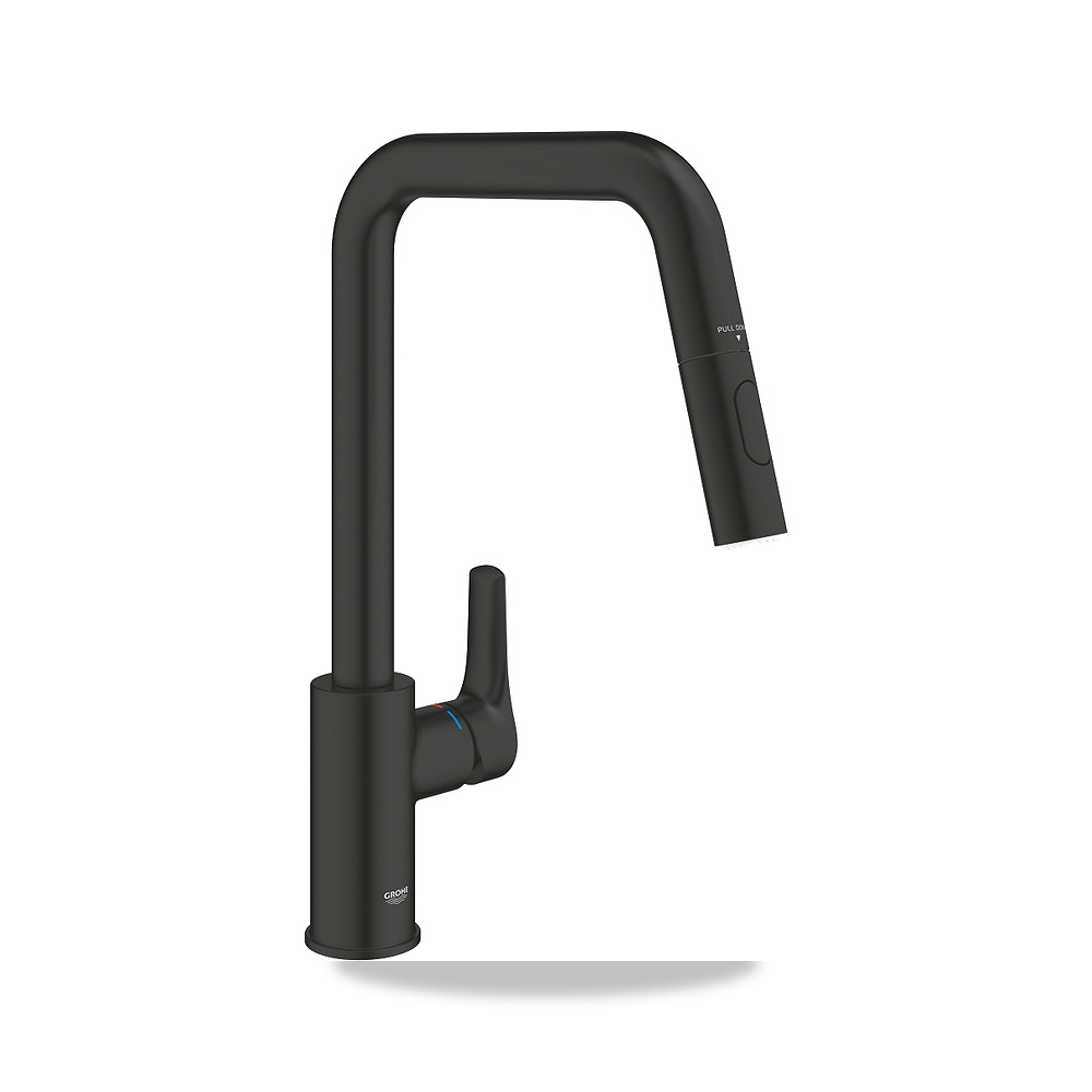 خلاط حوض مطبخ مفرد جروهي (GROHE) موديل 30619243D - اللون / التشطيب أسود - تشطيب السطح غير لامع، مت