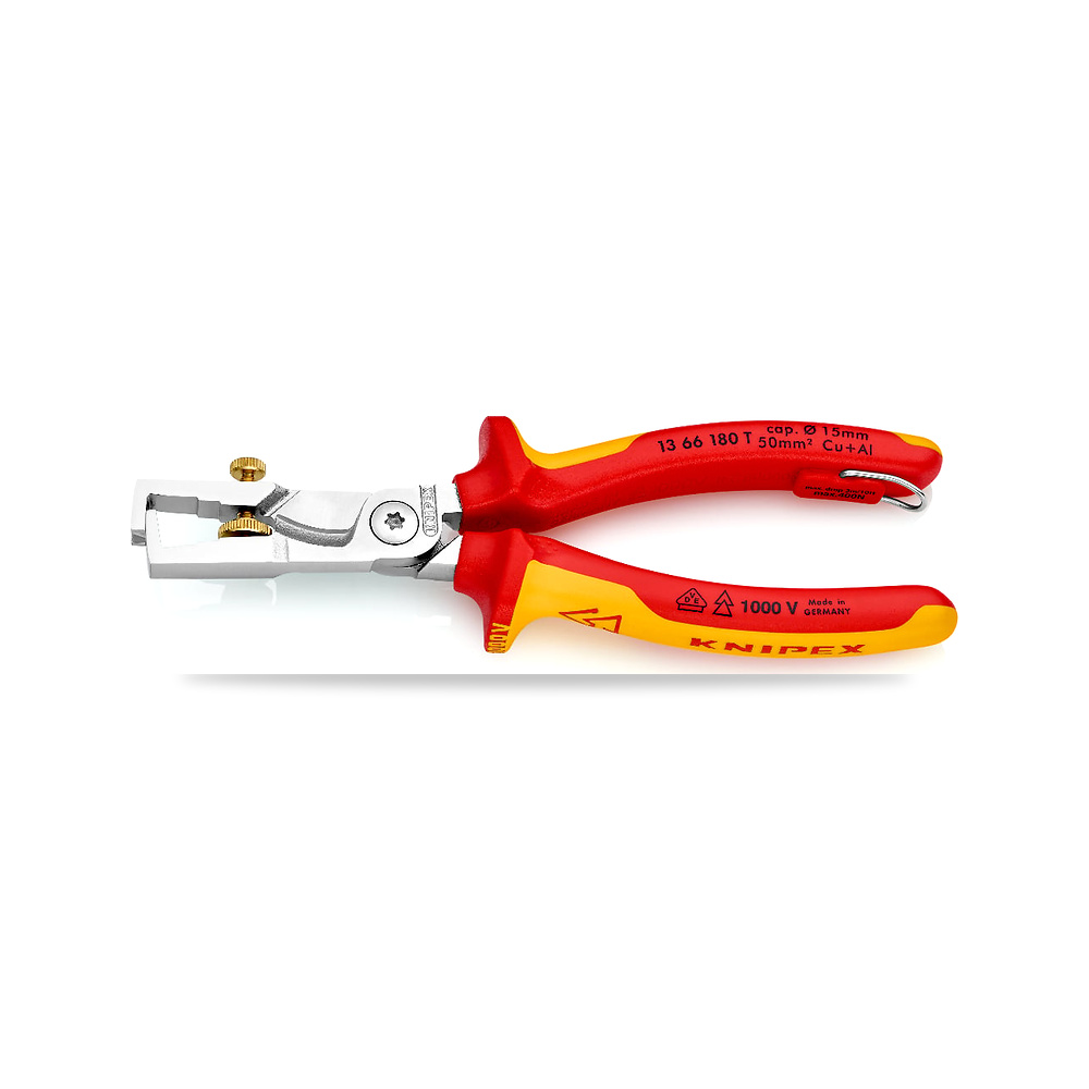 صورة منتج مقص كابلات كهربائية عزل حراري وصوتي 15 مم كنيبكس (KNIPEX) موديل 13 66 180 T – 180 x 53 x 27 مم - كود الصنف reemco-2027-1168710 - ماركة يباع من خلال reemco - توريد وتصوير حصري لشركة ريمكو القابضة السعودية