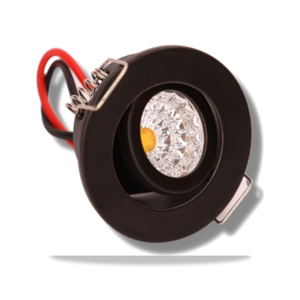 صورة منتج سبوت لايت LED أسود صغير 3 وات قدرة 2 سم عمق 4.2 سم فريم موديل MK-190 – لون الاضاءة أصفر - كود الصنف reemco-2027-1217005 - ماركة يباع من خلال reemco - توريد وتصوير حصري لشركة ريمكو القابضة السعودية