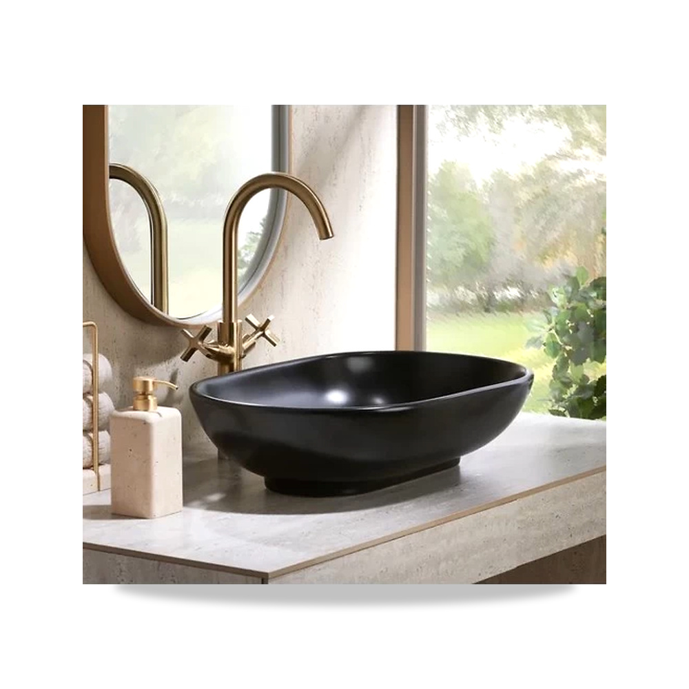 صورة منتج مغسلة حوض بورسلان 58.5×39×17.5 سم– اسود مطفي– counter-porcelain-wash-matte-black-color-58539175-cm - كود الصنف reemco-2027-1314615 - ماركة يباع من خلال reemco - توريد وتصوير حصري لشركة ريمكو القابضة السعودية