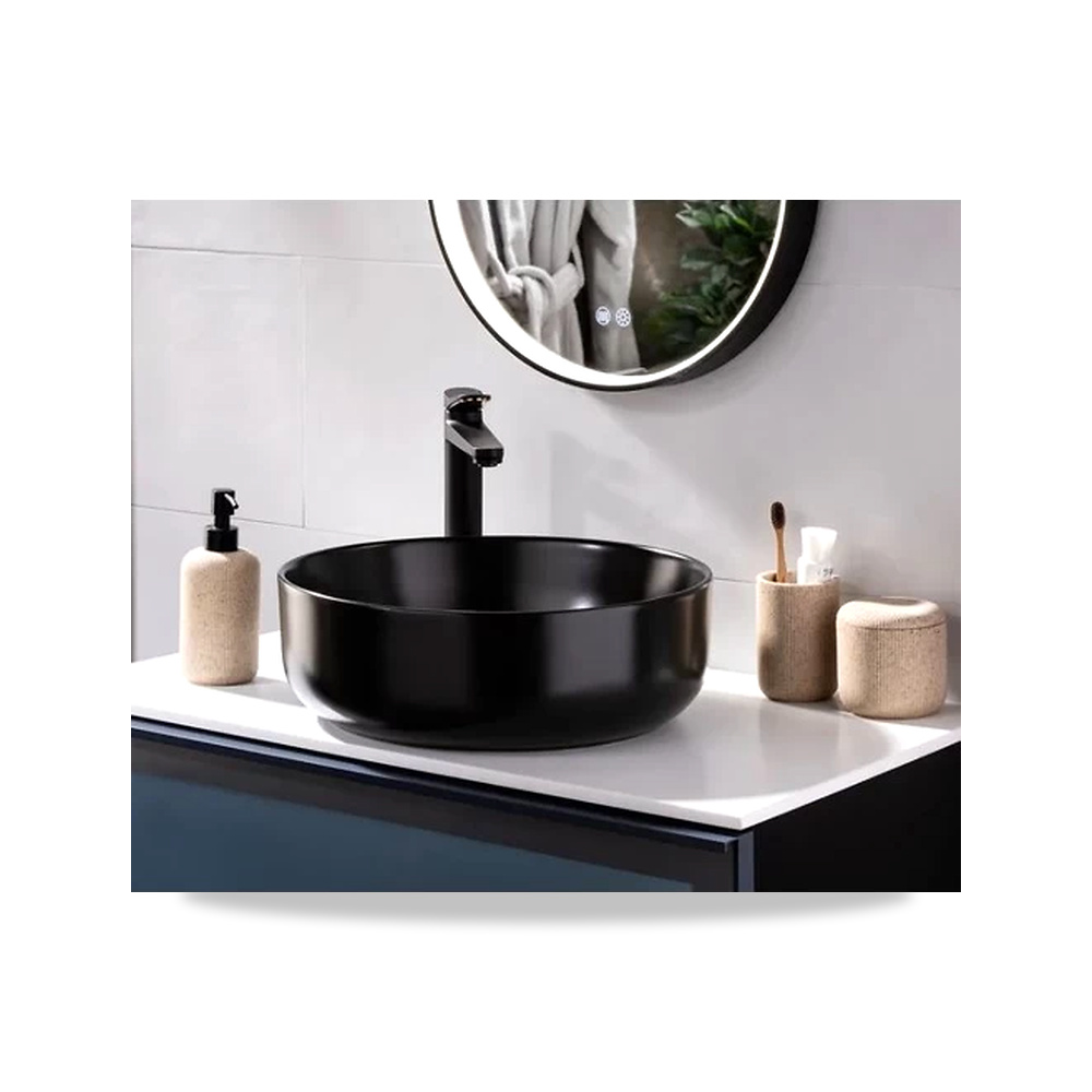 صورة منتج مغسلة حوض بورسلان 40×40×14 سم– اسود مطفي– matte-black-color موديل MK-490 - كود الصنف reemco-2027-1314621 - ماركة يباع من خلال reemco - توريد وتصوير حصري لشركة ريمكو القابضة السعودية