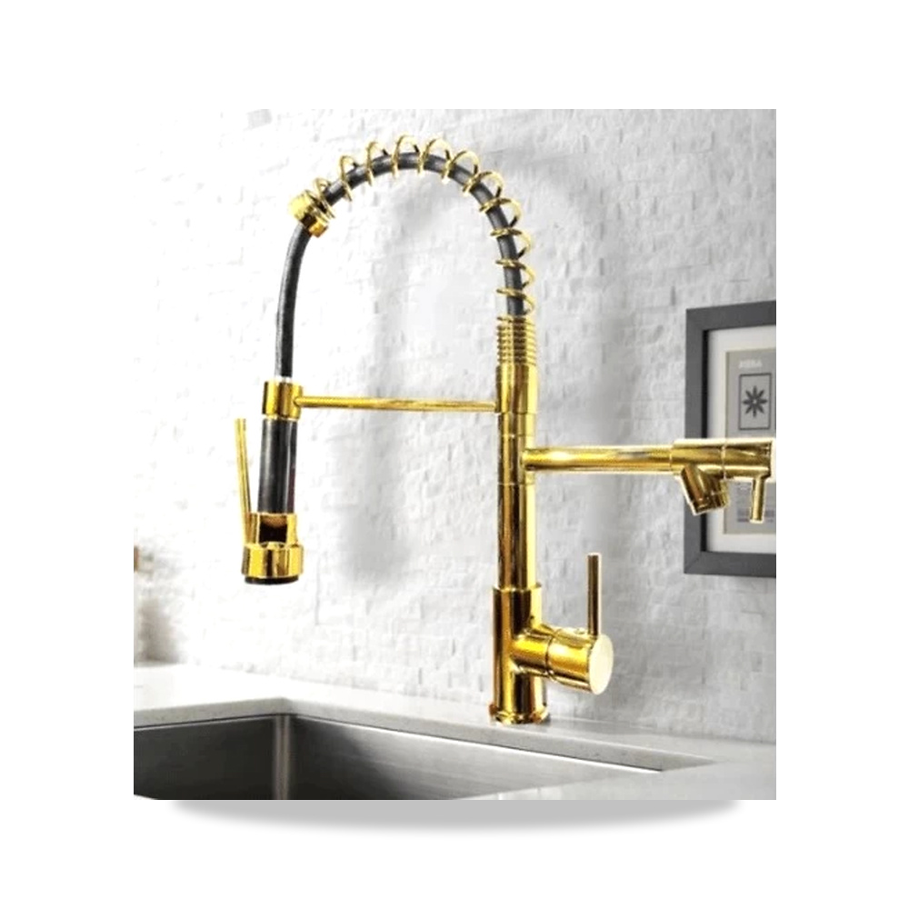 صورة منتج خلاط مغسلة مطبخ بمخرجين، ذهبي موديل MK-145 - كود الصنف reemco-2027-1318156 - ماركة يباع من خلال reemco - توريد وتصوير حصري لشركة ريمكو القابضة السعودية