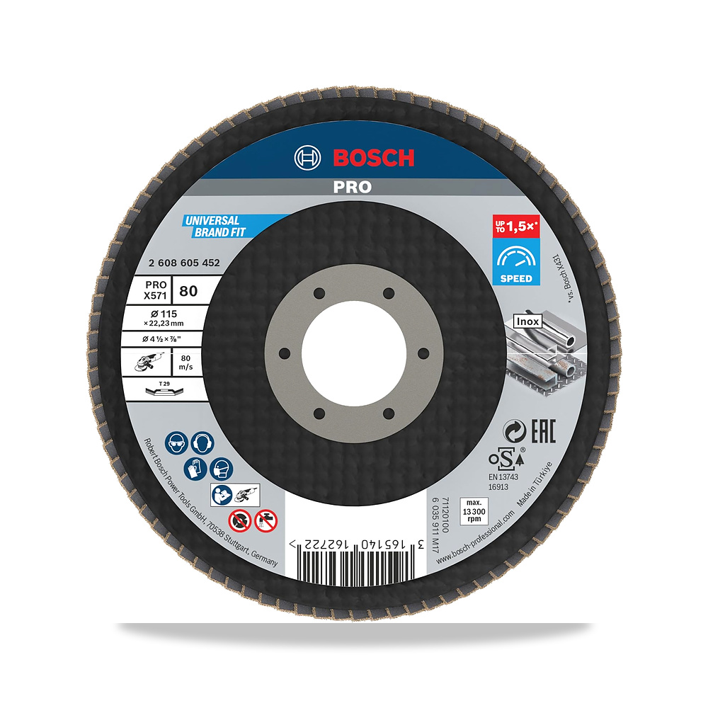 صورة منتج قرص صنفرة وتجليخ مروحية (Flap Disc) موديل X571 – مادة الحبيبات زركونيا – 11,4الطول x 11,4العرض سم - كود الصنف reemco-2027-1352607 - ماركة يباع من خلال reemco - توريد وتصوير حصري لشركة ريمكو القابضة السعودية