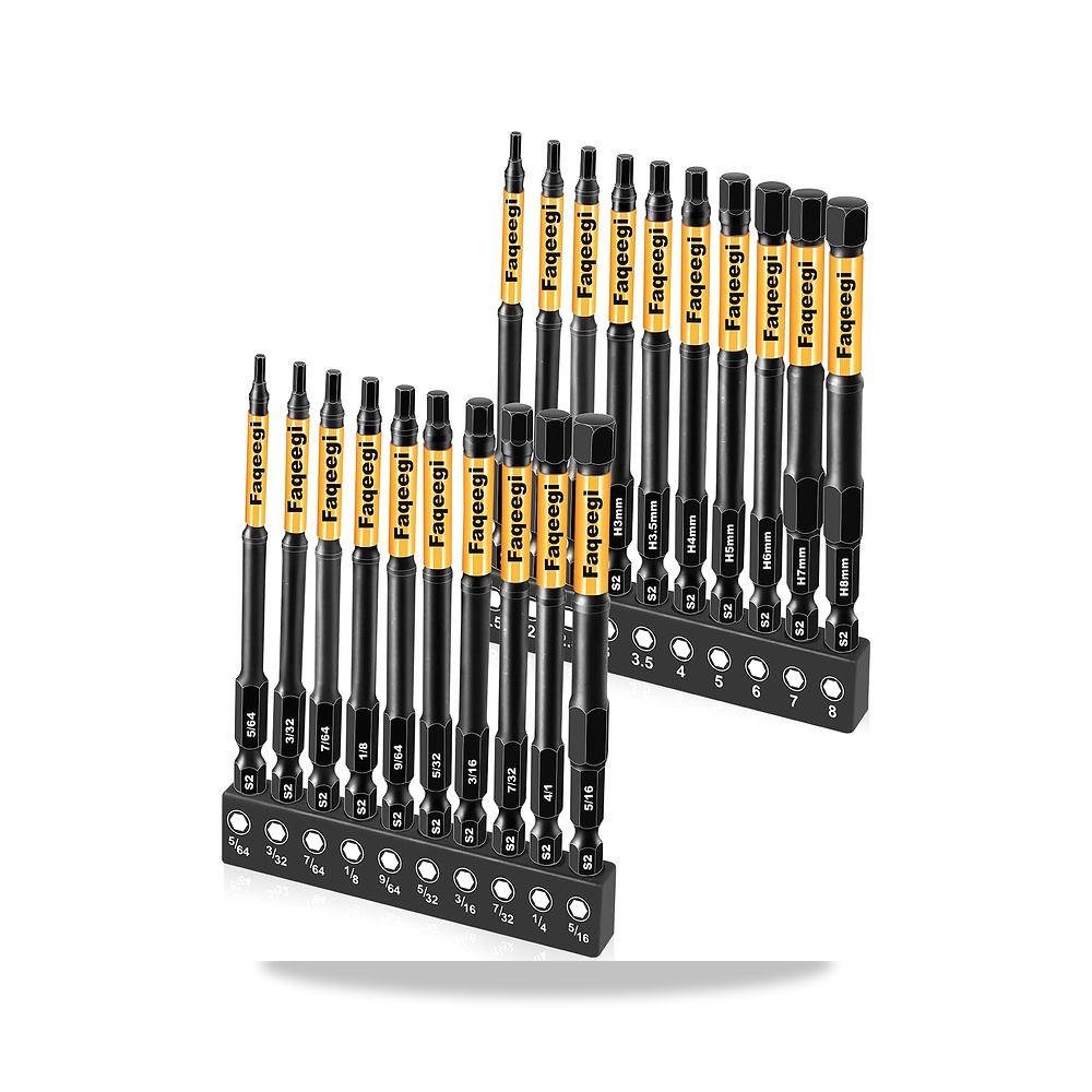 صورة منتج طقم لقم مثقاب سداسية مقاس 4 انش S2 من فاكيجي، 20 قطعة، لقم موديل 20-Piece Hex Bit Set Metric & SAE 4 IN - كود الصنف reemco-2027-1353249 - ماركة يباع من خلال reemco - توريد وتصوير حصري لشركة ريمكو القابضة السعودية