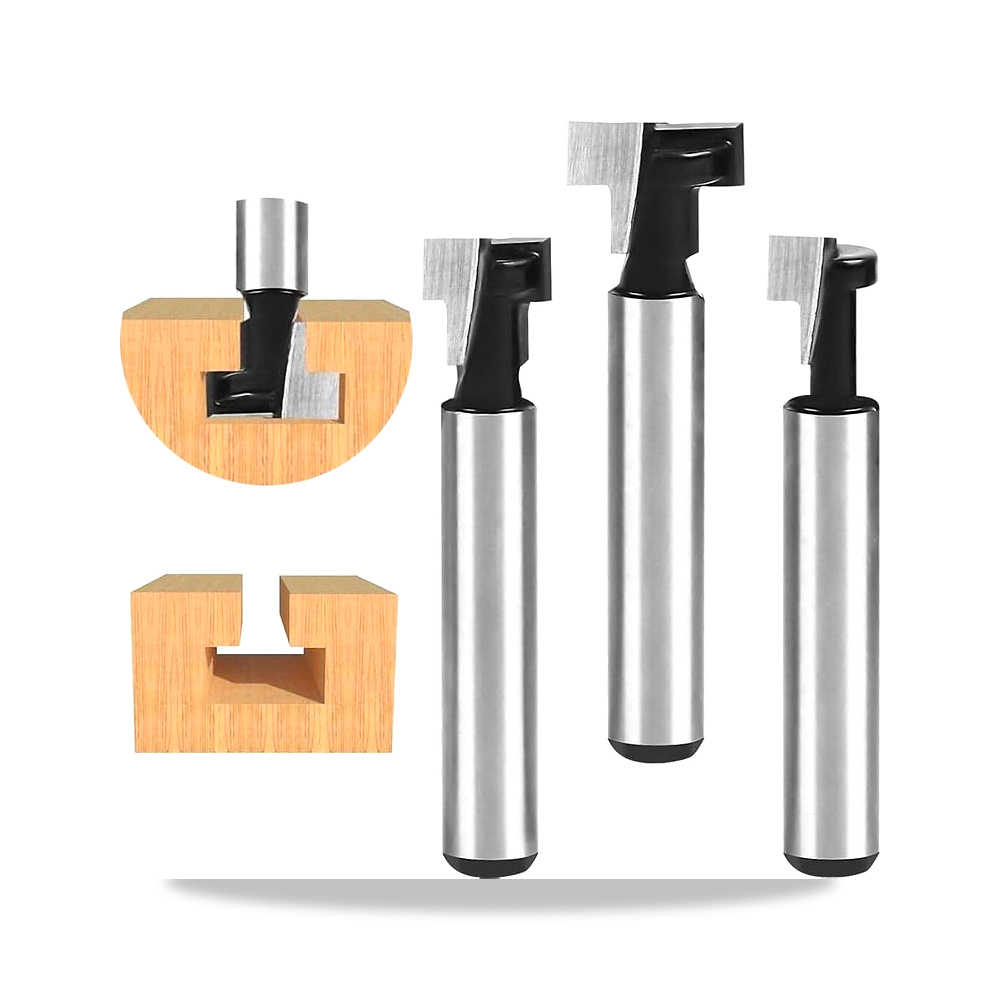 صورة منتج مجرى T قاطع مجموعة، 3PCS 6.35mm/1/4″ ساق فولاذ مقبض T قاطع، 1/2″، 3/8″ & 5/16″ طول Woodworking راوتر لقمة - كود الصنف reemco-2027-1355010 - ماركة يباع من خلال reemco - توريد وتصوير حصري لشركة ريمكو القابضة السعودية