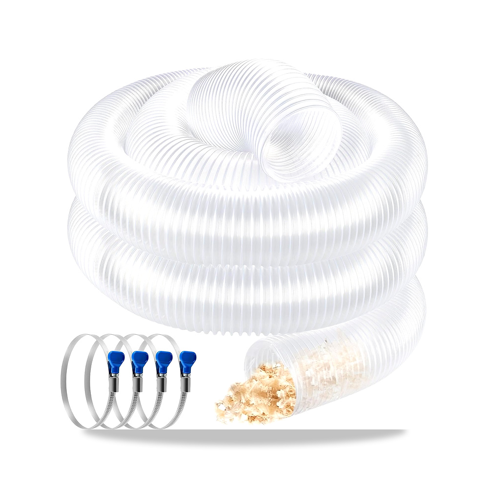 صورة منتج خرطوم تجميع الغبار 4 انش × 20 قدم، دخان مرن شفاف مقاوم للثقب من بلاستيك PVC مع سلك من الستيل الكربوني - كود الصنف reemco-2027-1356455 - ماركة يباع من خلال reemco - توريد وتصوير حصري لشركة ريمكو القابضة السعودية