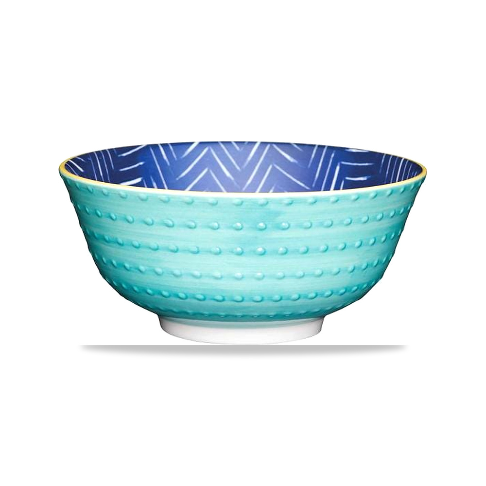صورة منتج KCBOWL18 كيتشن كرافت وعاء سيراميك آمن للطعام بتصميم تشيفرون منقط متباين أزرق 15.7 سم – 16 سم – 16 سم - كود الصنف reemco-2027-1372204 - ماركة يباع من خلال reemco - توريد وتصوير حصري لشركة ريمكو القابضة السعودية