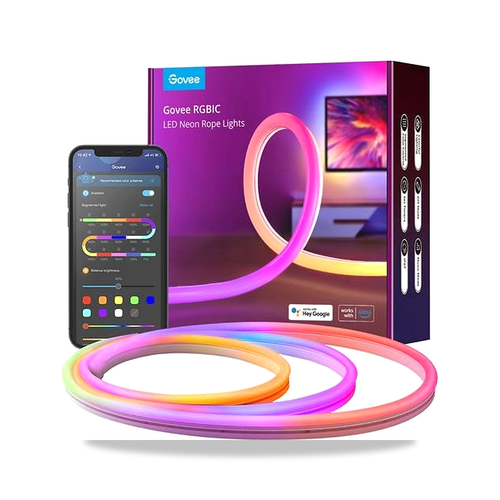 صورة منتج شريط إضاءة LED متعدد الألوان بطول 10 أقدام، مزود بتقنية واي فاي وبلوتوث بتصميم نيون H61A0 جوفي - كود الصنف reemco-2027-1375594 - ماركة يباع من خلال reemco - توريد وتصوير حصري لشركة ريمكو القابضة السعودية