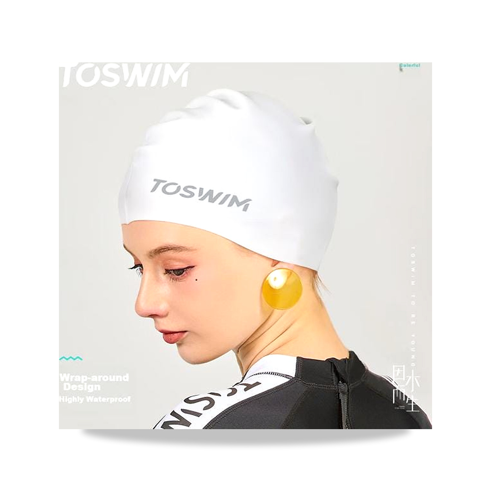 صورة منتج قبعة سباحة سيليكون TOSWIM للرجال والنساء، مصممة للشعر الطويل، مقاومة للماء، حماية موديل 2050001132437 - كود الصنف reemco-2027-1379279 - ماركة يباع من خلال reemco - توريد وتصوير حصري لشركة ريمكو القابضة السعودية