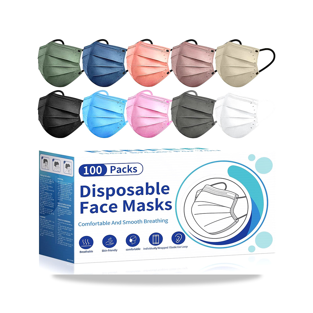 صورة منتج للاستعمال مرة واحدة كمامة الوجه البالغين Travel Essentials, 100 عبوة Individually Wrapped, 4 Ply - كود الصنف reemco-2027-1389216 - ماركة يباع من خلال reemco - توريد وتصوير حصري لشركة ريمكو القابضة السعودية