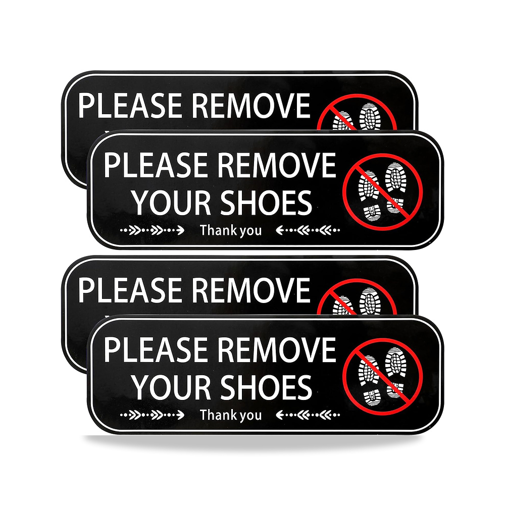 صورة منتج 4 عبوات من ملصقات اللافتات الفاخرة “Please Remove Your Shoes”، ذاتية اللصق بدون احذية للباب الامامي والمدخل - كود الصنف reemco-2027-1389304 - ماركة يباع من خلال reemco - توريد وتصوير حصري لشركة ريمكو القابضة السعودية
