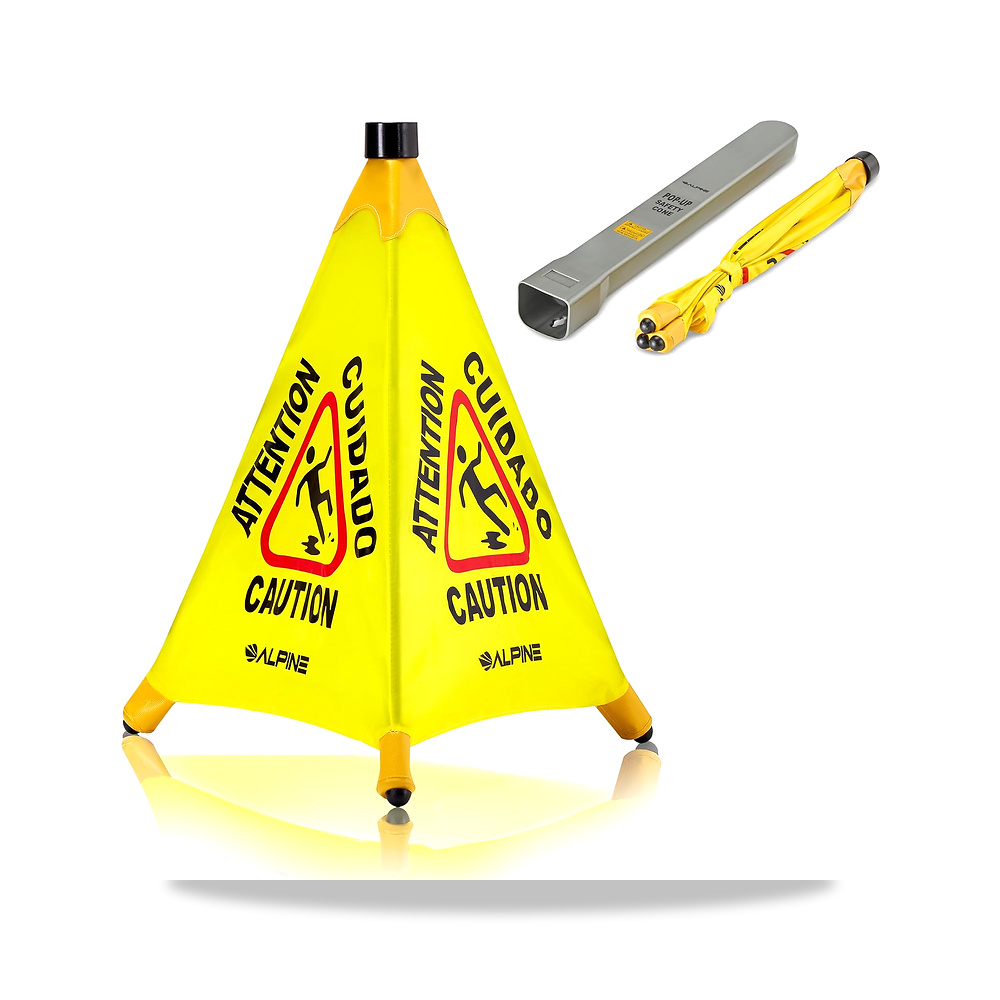 صورة منتج لافتة تحذيرية مطبوعة بعبارة «Caution Wet Floy» تثبت على الحائط وقابلة للطي ثنائية اللغة، مخروط تحذير السلامة - كود الصنف reemco-2027-1389815 - ماركة يباع من خلال reemco - توريد وتصوير حصري لشركة ريمكو القابضة السعودية