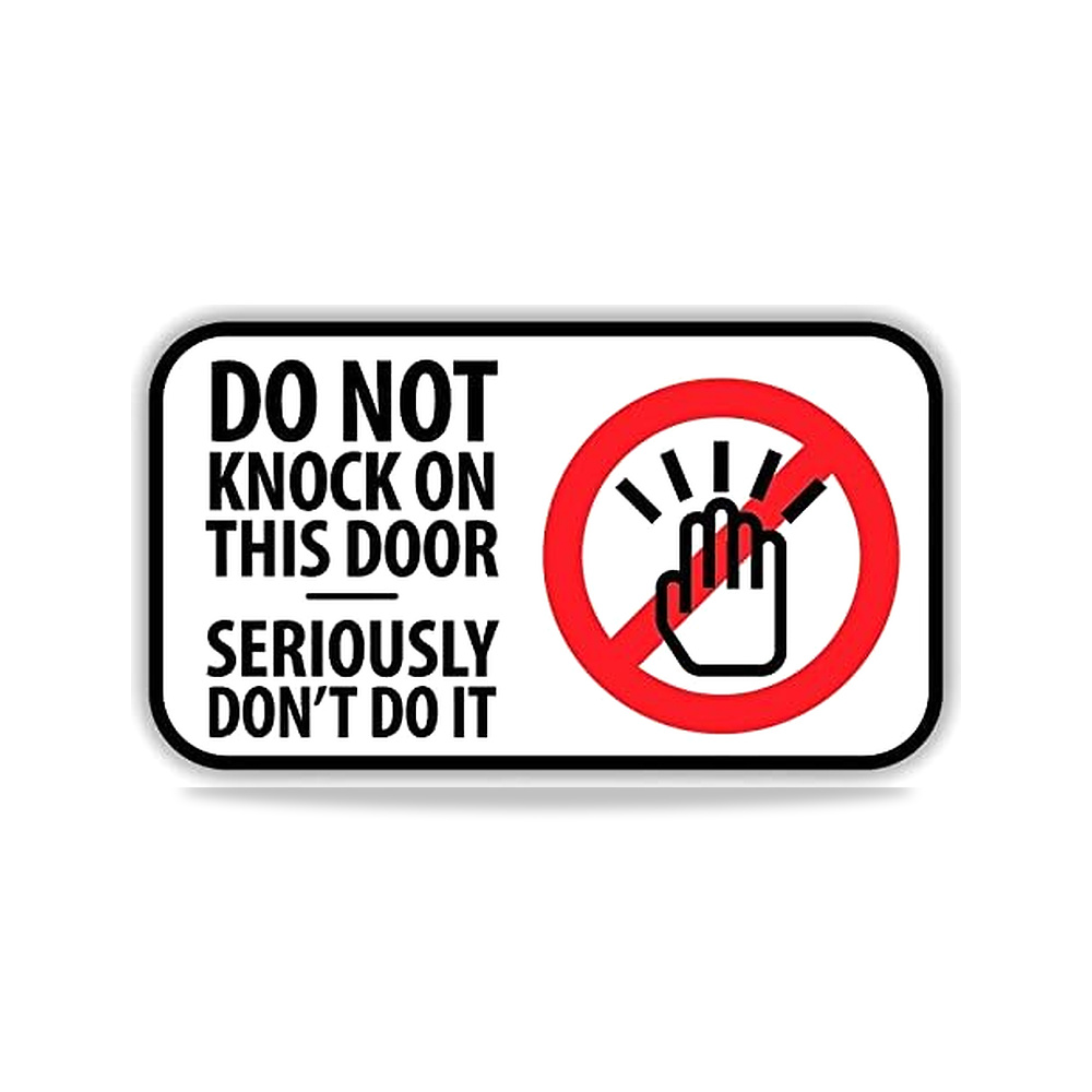 صورة منتج ملصق تحذير بعبارة «Do Not Knock On This Door » مقاس 6 انش × 3 انش - كود الصنف reemco-2027-1389851 - ماركة يباع من خلال reemco - توريد وتصوير حصري لشركة ريمكو القابضة السعودية