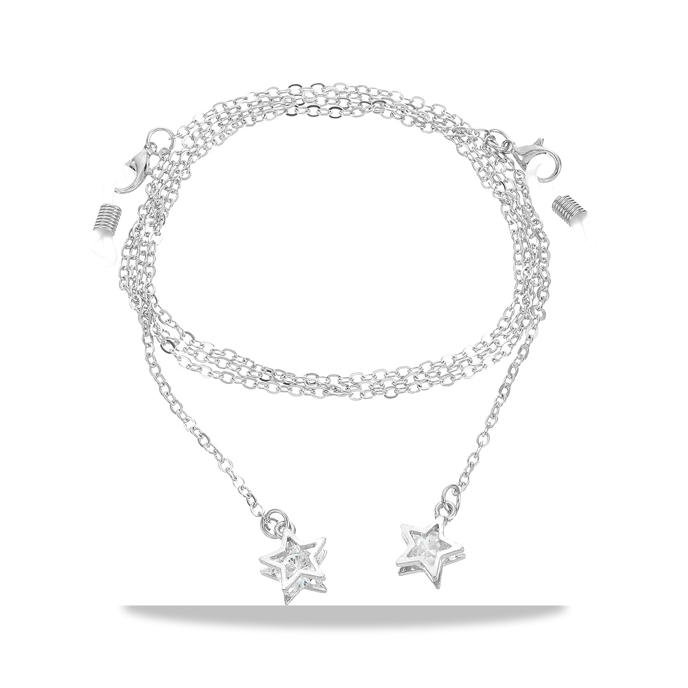 صورة منتج سلسلة نظارات مزينة بالخرز، للنظارات، حامل النظارات حول الرقبة، سلاسل الشمسية، انيقة للنساء – فضي - كود الصنف reemco-2027-1390071 - ماركة يباع من خلال reemco - توريد وتصوير حصري لشركة ريمكو القابضة السعودية