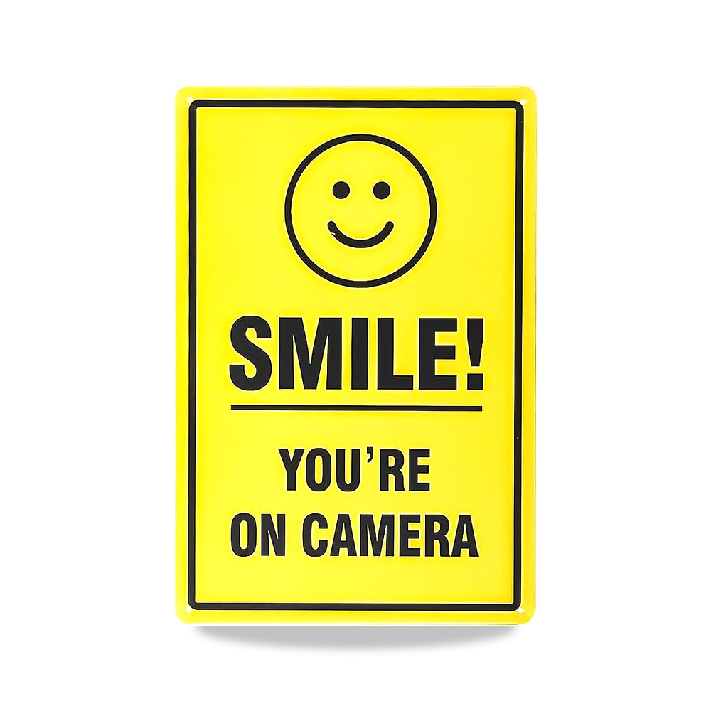 صورة منتج لافتة عبارة Smile You’re On Camera، مراقبة بالفيديو، تحذير لنظام سي تي - كود الصنف reemco-2027-1392173 - ماركة يباع من خلال reemco - توريد وتصوير حصري لشركة ريمكو القابضة السعودية