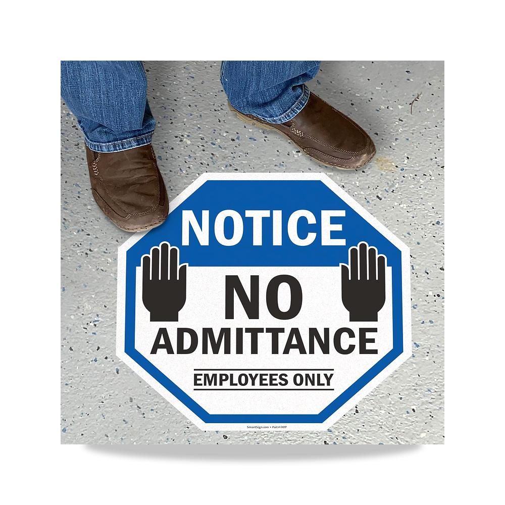 صورة منتج لافتة أرضية مثمنة لاصقة مضادة للانزلاق بعبارة “Notice – No Admittance, Employees Only” – 17 انش × 17 انش - كود الصنف reemco-2027-1392230 - ماركة يباع من خلال reemco - توريد وتصوير حصري لشركة ريمكو القابضة السعودية