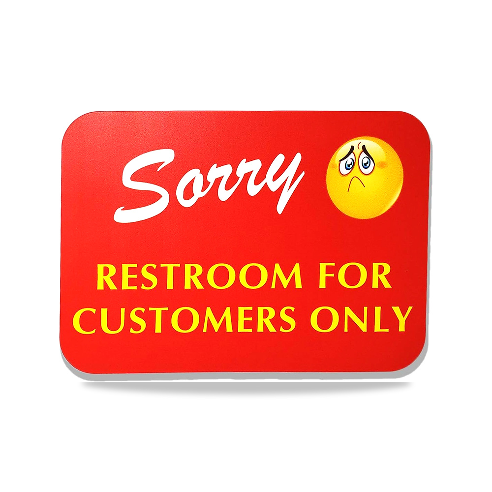 صورة منتج لافتة بعبارة Sorry Restroom for Customer Only – حمام للمطاعم والمتاجر والشركات – 10 انش × 7 انش - كود الصنف reemco-2027-1392626 - ماركة يباع من خلال reemco - توريد وتصوير حصري لشركة ريمكو القابضة السعودية