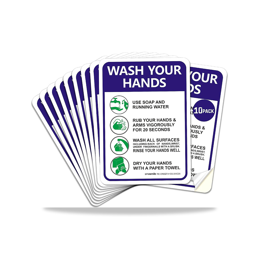 صورة منتج ملصقات لافتة غسيل يدوية بعبارة «Please Wash Your Hand» من الفينيل ذاتي اللصق للاستخدام الداخلي والخارجي - كود الصنف reemco-2027-1392708 - ماركة يباع من خلال reemco - توريد وتصوير حصري لشركة ريمكو القابضة السعودية