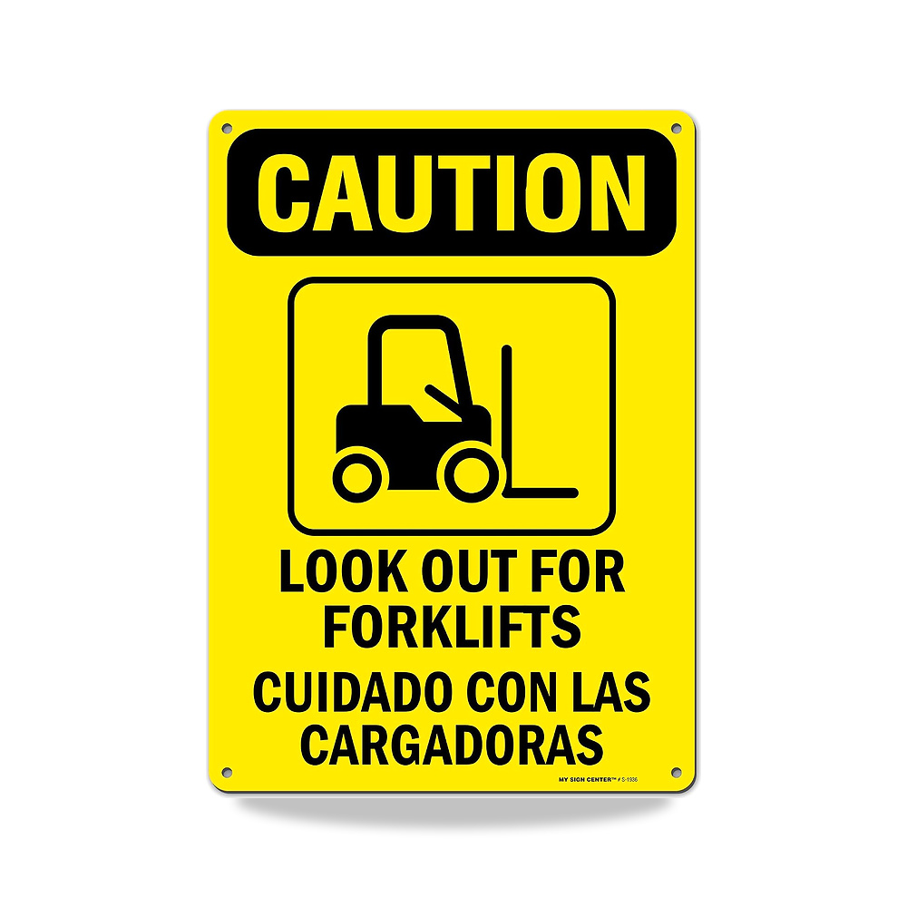 صورة منتج لافتة Caution Look Out For Forklifts مقاس 14 انش × 10 انش من الالومنيوم 0.40، مقاومة للبهتان للاستخدام - كود الصنف reemco-2027-1392720 - ماركة يباع من خلال reemco - توريد وتصوير حصري لشركة ريمكو القابضة السعودية