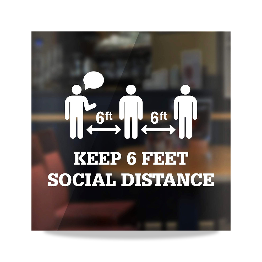 صورة منتج ملصق نافذة مقصوص بعبارة “Keep 6ft Social Distance” Distancing – 5 انش × 7 انش من الفينيل مع لاصق خلفي - كود الصنف reemco-2027-1392871 - ماركة يباع من خلال reemco - توريد وتصوير حصري لشركة ريمكو القابضة السعودية