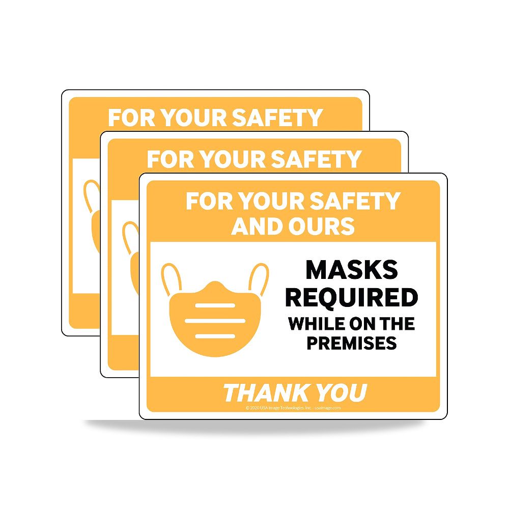 صورة منتج لافتة “Face Mask Required” من فيسمارك (3 عبوات) – 10 انش × 8 انش ملصق فينيل قابل للتقشير واللصق للنوافذ - كود الصنف reemco-2027-1392895 - ماركة يباع من خلال reemco - توريد وتصوير حصري لشركة ريمكو القابضة السعودية