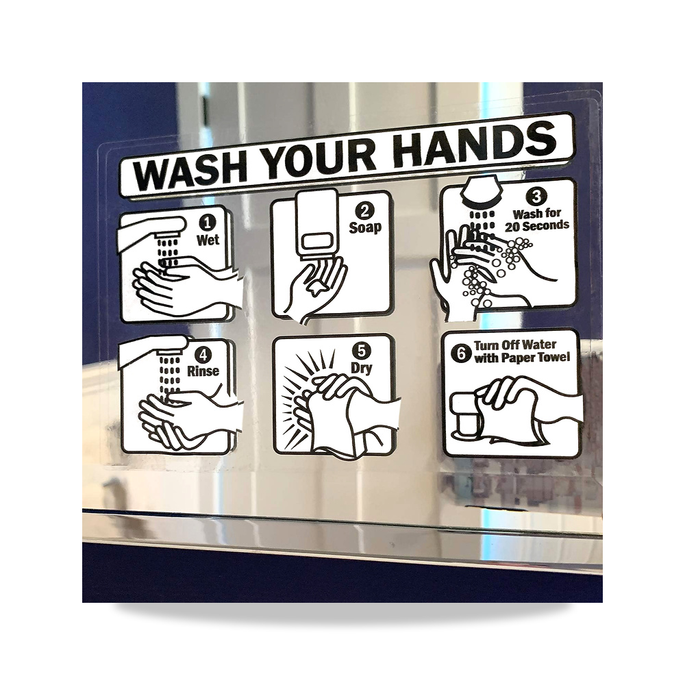 صورة منتج ملصقات شفافة من الفينيل الشفاف بعبارة «Wash Your Hands» مع دليل خطوة بخطوة – 5 انش × 7 انش من (عبوة من 4 قطع) - كود الصنف reemco-2027-1392900 - ماركة يباع من خلال reemco - توريد وتصوير حصري لشركة ريمكو القابضة السعودية
