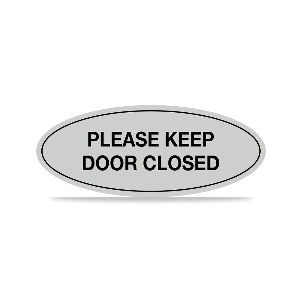 صورة منتج لافتة بيضاوية بعبارة Please Keep Door Closed (رمادي فاتح) – عبوة صغيرة من قطعة واحدة – المقاس Small (2″H X 5″W) – اللون ال تي غراي - كود الصنف reemco-2027-1392924 - ماركة يباع من خلال reemco - توريد وتصوير حصري لشركة ريمكو القابضة السعودية