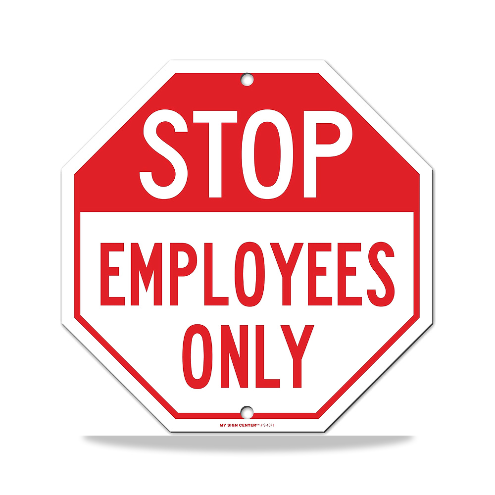 صورة منتج لافتة Stop Employees Only على شكل ثماني الاضلاع مصنوعة من الالومنيوم المقاوم للصدا 040 – 11 انش × 11 انش - كود الصنف reemco-2027-1393087 - ماركة يباع من خلال reemco - توريد وتصوير حصري لشركة ريمكو القابضة السعودية