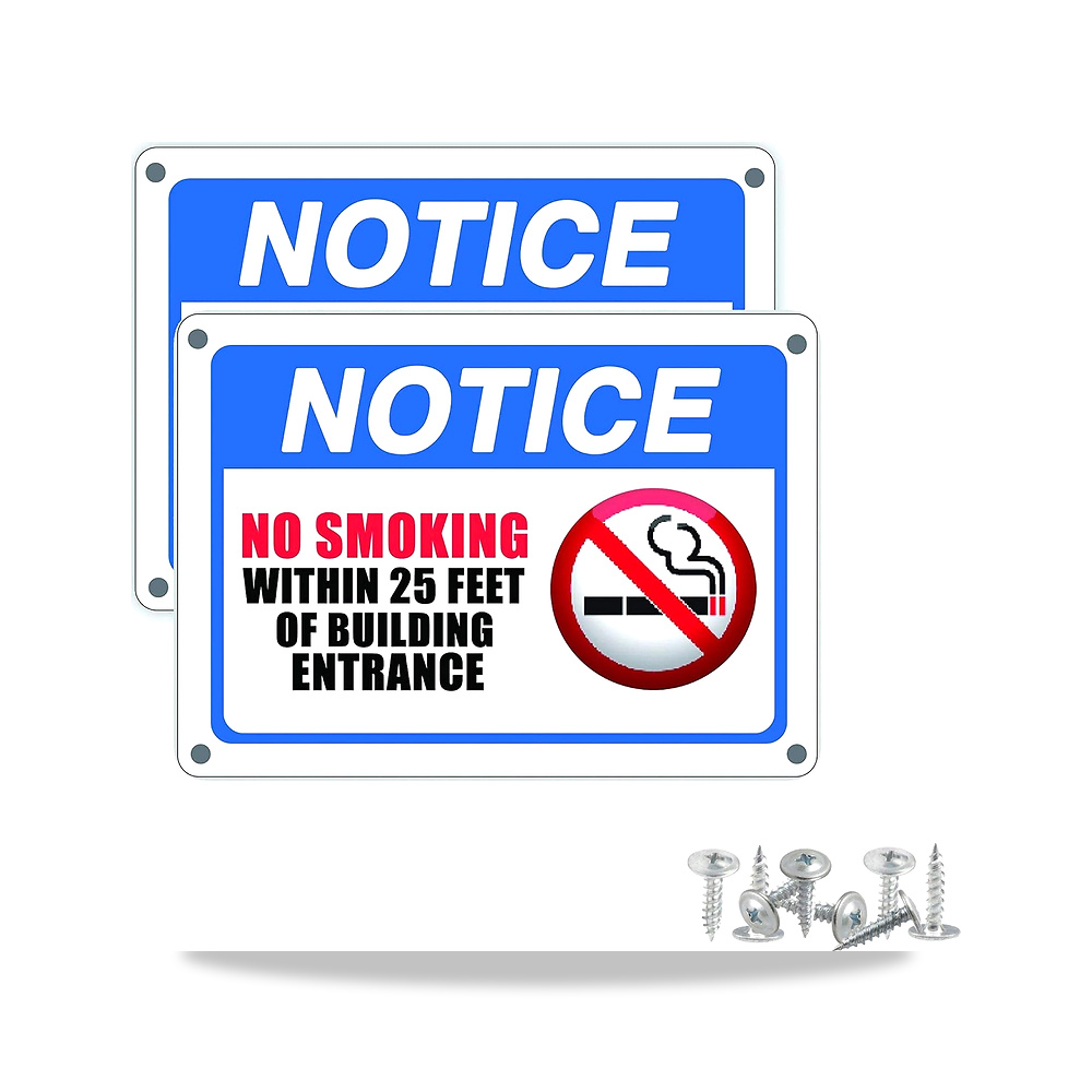 صورة منتج لافتة “Notice No Smoking Within 25 Feet of Building Entrance” مقاس 7×10 انش مصنوعة من الالومنيوم المقاوم - كود الصنف reemco-2027-1393233 - ماركة يباع من خلال reemco - توريد وتصوير حصري لشركة ريمكو القابضة السعودية