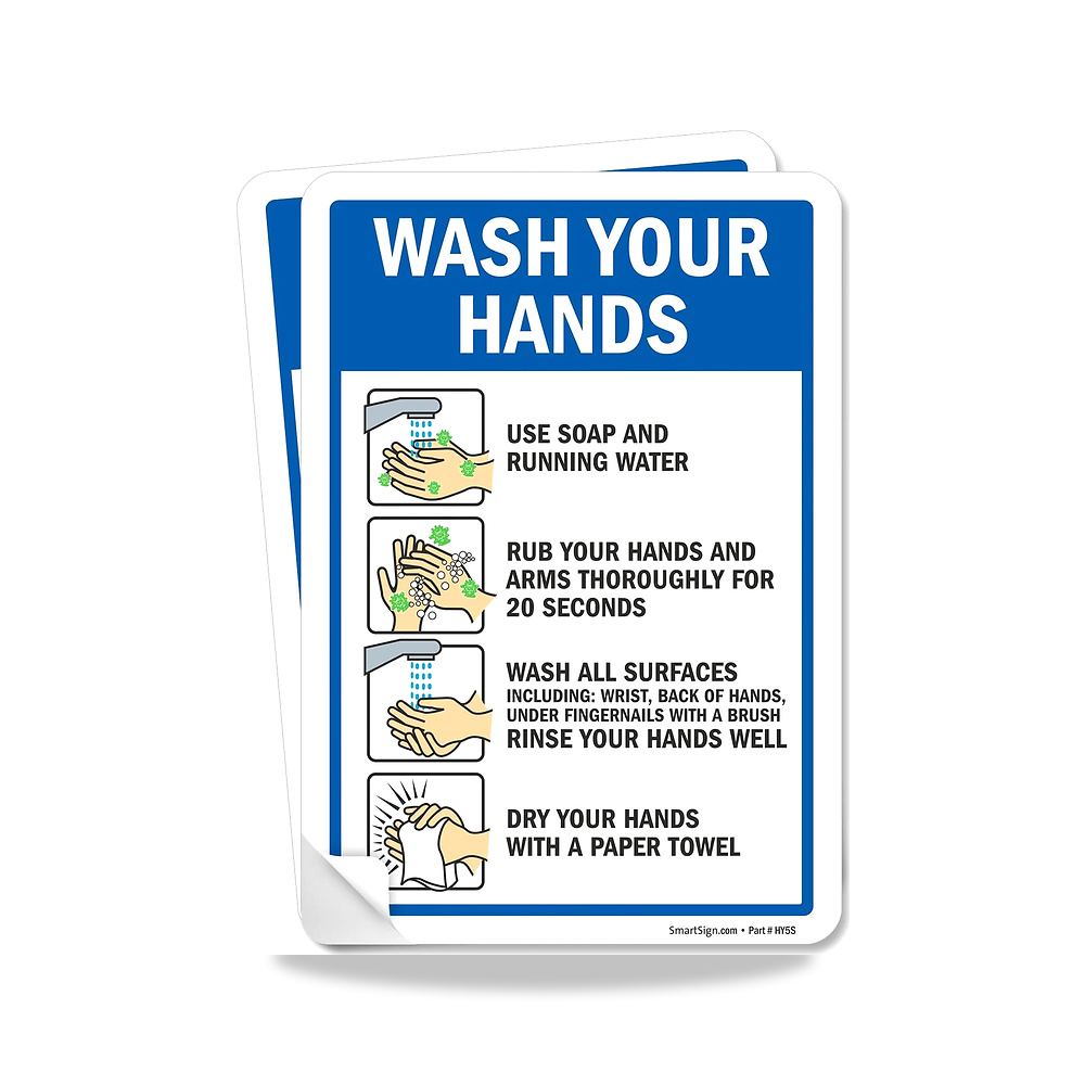صورة منتج ملصقات تعليمات الغسيل اليدوي “Wash Your Hands” – 7 انش × 10 انش – المقاس 7×10 inches – المادة فينيل - كود الصنف reemco-2027-1393290 - ماركة يباع من خلال reemco - توريد وتصوير حصري لشركة ريمكو القابضة السعودية