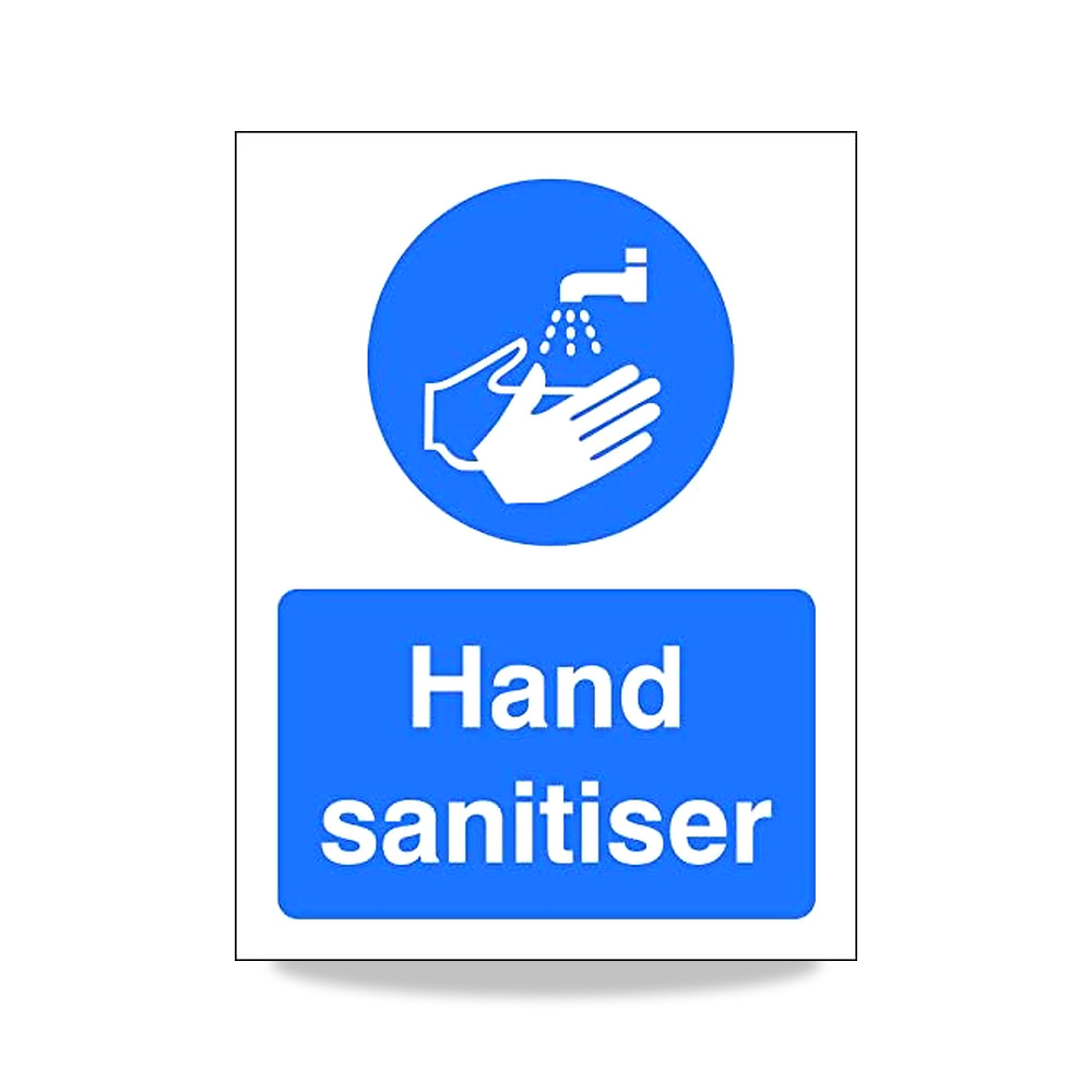 صورة منتج لافتة امان بلاستيكية شبه صلبة مقاس 200 × 300 ملم بعبارة “Hand SANITISER” – المقاس 200×300 mm – اللون أبيض/أزرق - كود الصنف reemco-2027-1393308 - ماركة يباع من خلال reemco - توريد وتصوير حصري لشركة ريمكو القابضة السعودية