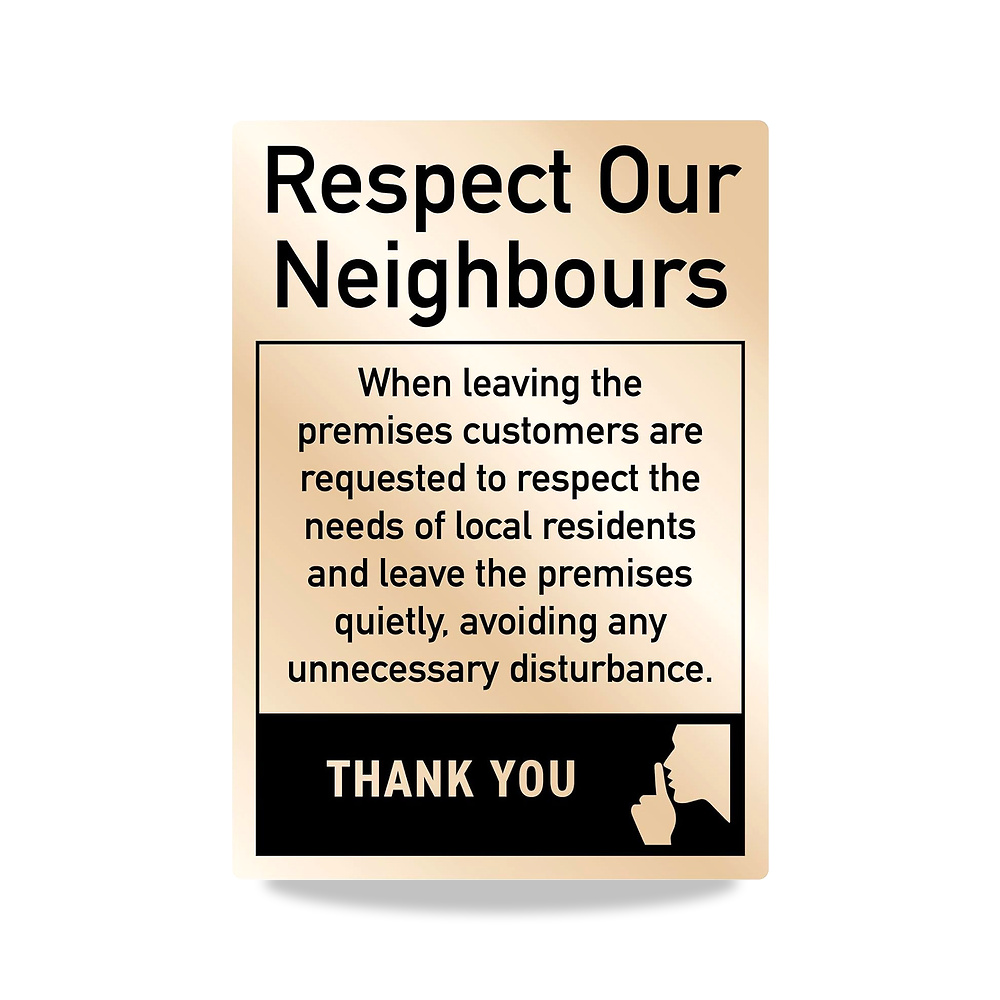 صورة منتج لافتة بعبارة «Leave Premises Quietly Polite Notice Sign Pub Bar Restaurant A4 فضية 210 × 297 ملم - كود الصنف reemco-2027-1393312 - ماركة يباع من خلال reemco - توريد وتصوير حصري لشركة ريمكو القابضة السعودية