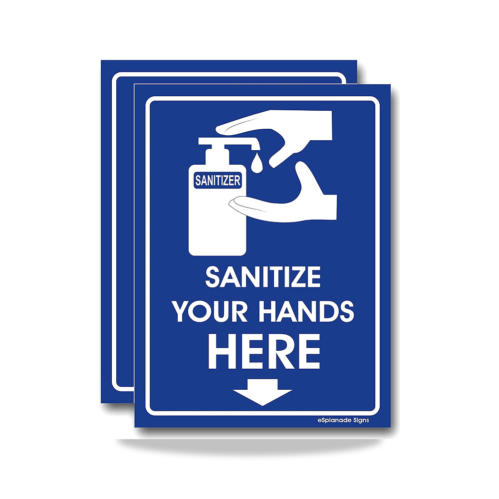 صورة منتج ستيكر لاصق مطبوع عليه عبارة «Sanitize Your Hands Here» – سهل التركيب ومقاوم للطقس ويدوم طويلا بحجم الحبر - كود الصنف reemco-2027-1393322 - ماركة يباع من خلال reemco - توريد وتصوير حصري لشركة ريمكو القابضة السعودية