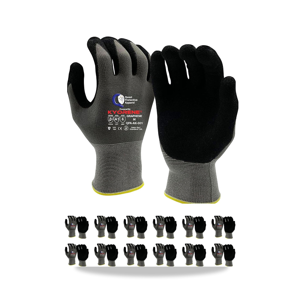 صورة منتج قفازات Quest Protective Apparel مدعومة من Kyorene – عمل واقية – عمل مع قبضة غرافين – 30,48 x 20,32 x 8,89 سم; 499 جرام - كود الصنف reemco-2027-1393419 - ماركة يباع من خلال reemco - توريد وتصوير حصري لشركة ريمكو القابضة السعودية