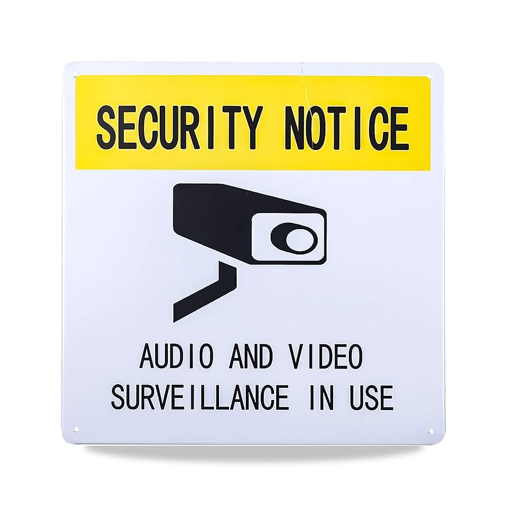 صورة منتج إشعار أمان – تسجيل فيديو وأصوات في استخدام علامة – 10 بوصة × 10 بوصة – المقاس Tin Signs:10” width x 10” height – اللون 06 - كود الصنف reemco-2027-1393435 - ماركة يباع من خلال reemco - توريد وتصوير حصري لشركة ريمكو القابضة السعودية