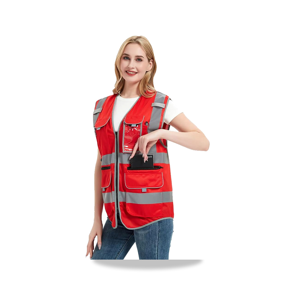 صورة منتج سترة أمان وردية للنساء – Hi Vis بسحاب وجيوب – احمر نبيذي Large - كود الصنف reemco-2027-1393665 - ماركة يباع من خلال reemco - توريد وتصوير حصري لشركة ريمكو القابضة السعودية