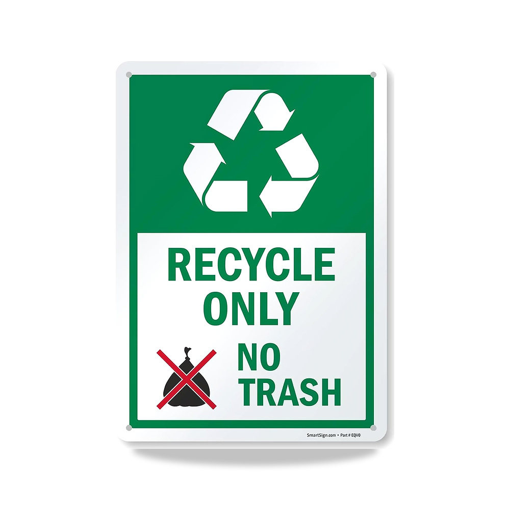 صورة منتج لافتة معدنية × 10 بوصة “إعادة تدوير فقط – No Trash” مع رمز، 40 مل مغلفة من الألومنيوم المقاوم للصدأ، متعددة الألوان - كود الصنف reemco-2027-1393688 - ماركة يباع من خلال reemco - توريد وتصوير حصري لشركة ريمكو القابضة السعودية