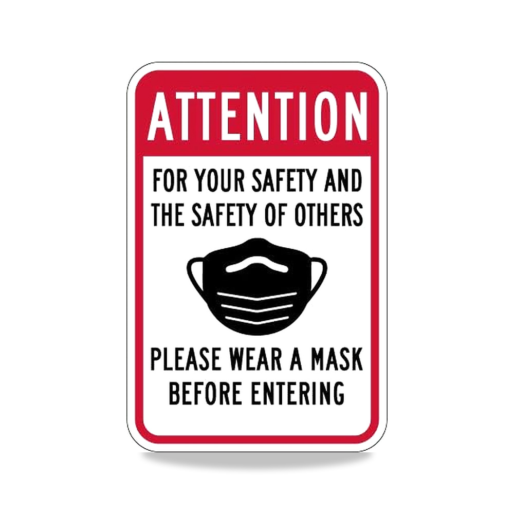 صورة منتج علامة – Attention Please Wear A Mask Before Entering – 12 × 18 – غير عاكسة – الومنيوم خالٍ من الصدأ - كود الصنف reemco-2027-1393756 - ماركة يباع من خلال reemco - توريد وتصوير حصري لشركة ريمكو القابضة السعودية