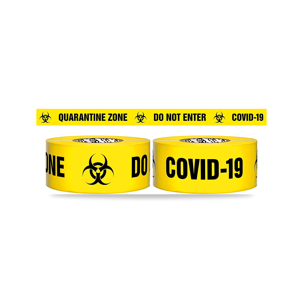 صورة منتج شريط حاجز ممتاز بسمك 3 مل: 3 بوصة × 1000 قدم (طباعة باللون الأصفر والأسود “QUARANTINE ZONE DO NOT ENTER COVID-19”) - كود الصنف reemco-2027-1393891 - ماركة يباع من خلال reemco - توريد وتصوير حصري لشركة ريمكو القابضة السعودية