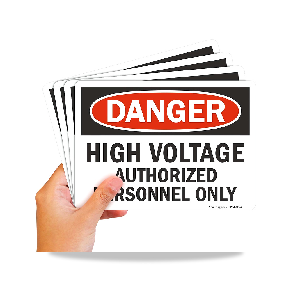صورة منتج ملصق “Danger – High Voltage Authorized Personnel Only” – 5 انش × 7 انش بوليستر مع لاصق سوبر ستيك، عبوة من 4 قطع - كود الصنف reemco-2027-1393902 - ماركة يباع من خلال reemco - توريد وتصوير حصري لشركة ريمكو القابضة السعودية