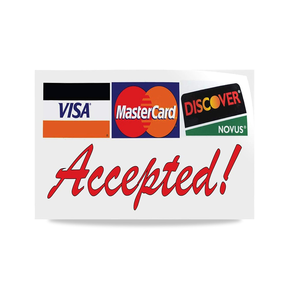 صورة منتج ملصقات متعددة مقبولة! Visa MasterCard Discover Red Industrial 7 × 5 بوصة – المقاس 7x5inches – الخامة فينيل - كود الصنف reemco-2027-1394065 - ماركة يباع من خلال reemco - توريد وتصوير حصري لشركة ريمكو القابضة السعودية