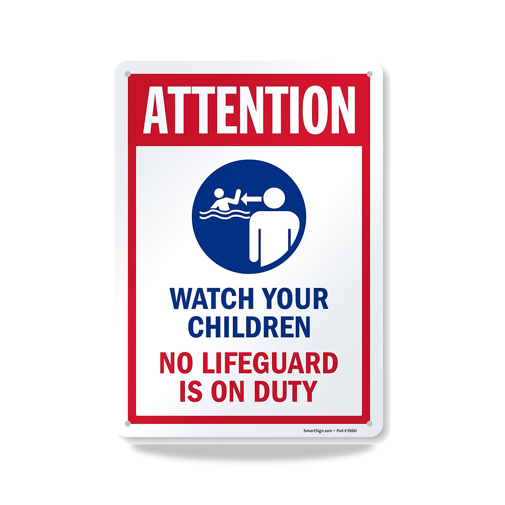 صورة منتج لافتة معدنية مقاس 14 × 10 انش بعبارة “Attention – Watch Your Children, No Is On Duty”، من الالومنيوم المطلي - كود الصنف reemco-2027-1394248 - ماركة يباع من خلال reemco - توريد وتصوير حصري لشركة ريمكو القابضة السعودية