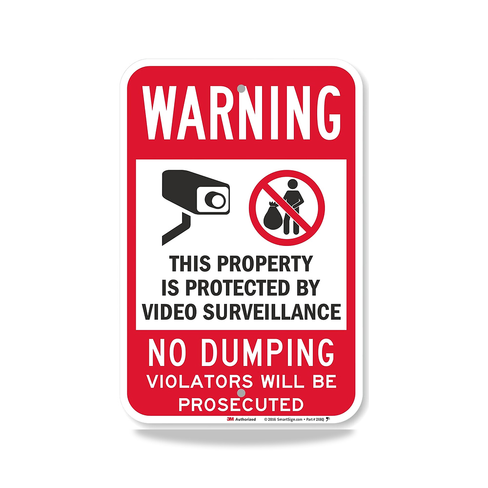 صورة منتج لافتة “تحذير – This Property Is Protected By Video Surveillance, No Dumping, Violators Will Be Prosecuted” - كود الصنف reemco-2027-1394273 - ماركة يباع من خلال reemco - توريد وتصوير حصري لشركة ريمكو القابضة السعودية