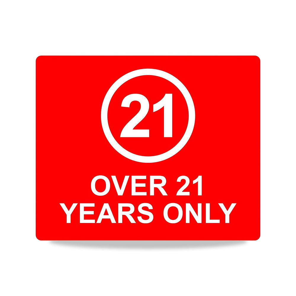 صورة منتج لافتة امان لاصقة للباب بتصميم عبارة Over 21 Years Only، لون احمر – الخامة أكريليك – الطول 11,9 × العرض 9,9 سم - كود الصنف reemco-2027-1394565 - ماركة يباع من خلال reemco - توريد وتصوير حصري لشركة ريمكو القابضة السعودية