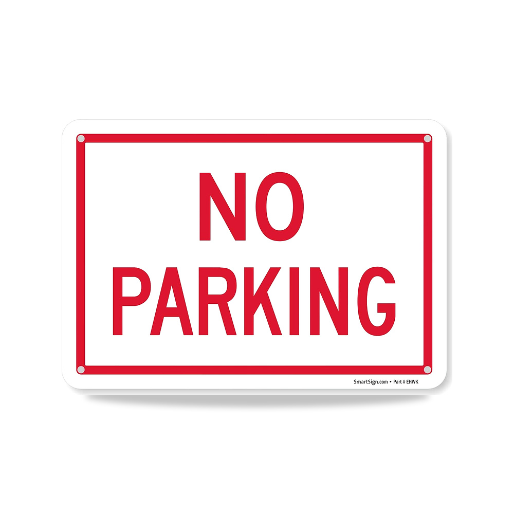 صورة منتج لافتة معدنية بعبارة “No Parking” مقاس 7 × 10 بوصة، 40 مل الومنيوم مغلفة بمادة عاكسة بدرجة هندسية، احمر - كود الصنف reemco-2027-1394640 - ماركة يباع من خلال reemco - توريد وتصوير حصري لشركة ريمكو القابضة السعودية