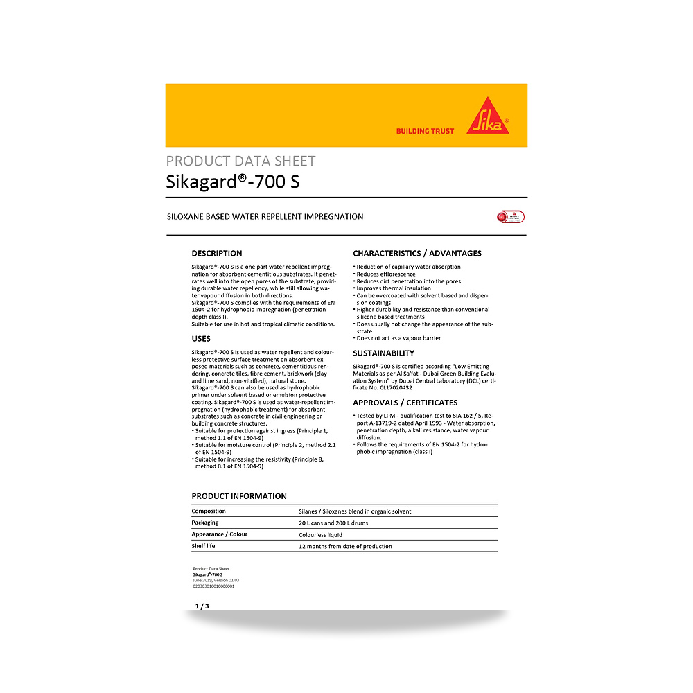صورة منتج عازل مائي وحماية للأسطح والخرسانة والأساسات سيكا (Sika) موديل Sikagard-700 S - كود الصنف reemco-2027-1443890 - ماركة يباع من خلال reemco - توريد وتصوير حصري لشركة ريمكو القابضة السعودية