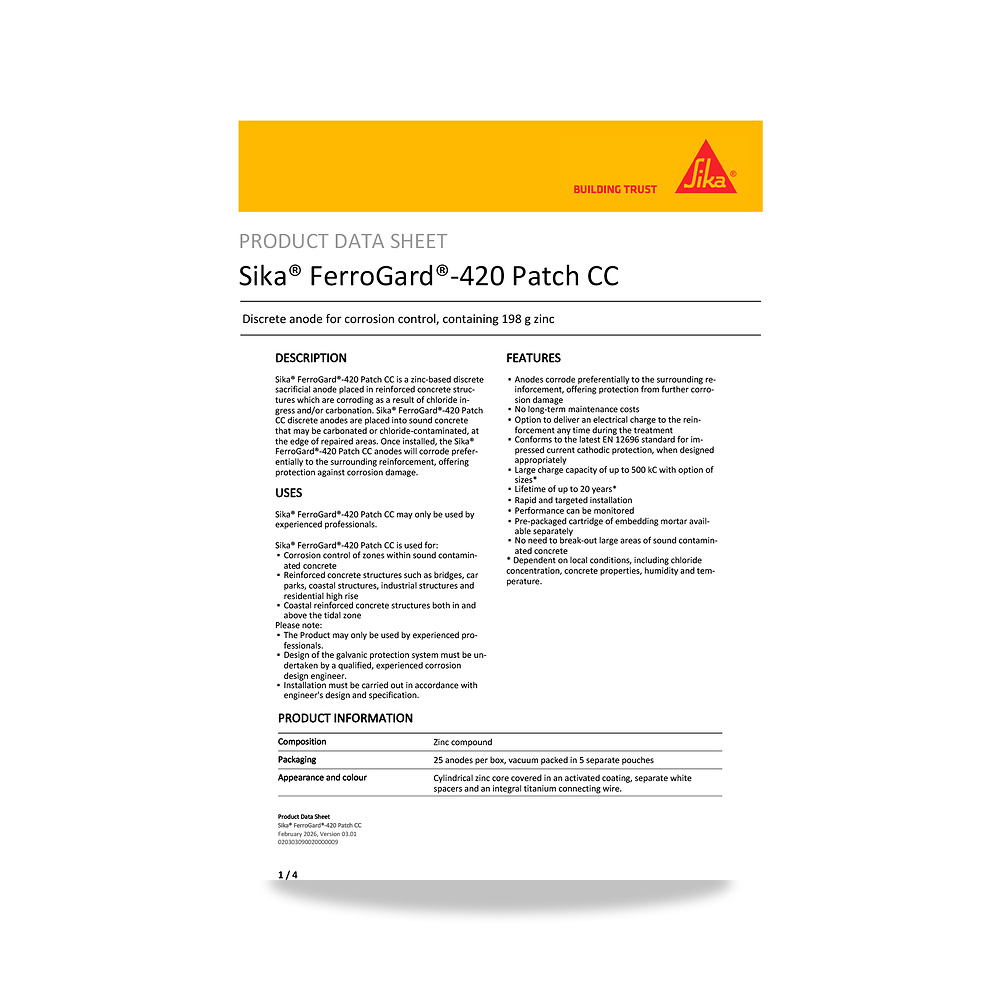 صورة منتج مانع صدأ وحماية كاثودية لحديد التسليح والخرسانة سيكا (Sika) موديل Sika FerroGard-420 Patch CC - كود الصنف reemco-2027-1443905 - ماركة يباع من خلال reemco - توريد وتصوير حصري لشركة ريمكو القابضة السعودية